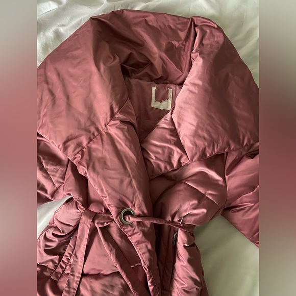 Puffer Pink Belted Jacket Coat extremely puffy - Picture 2 of 5
